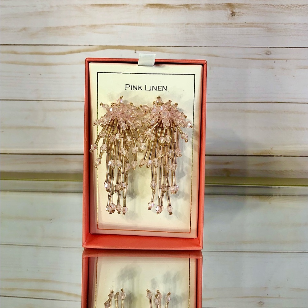 NIB Pink Linen Pink Fireworks Earrings